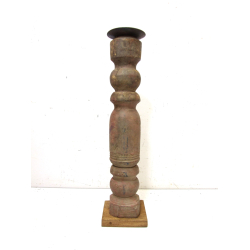 Świecznik drewniany w starym stylu 37cm